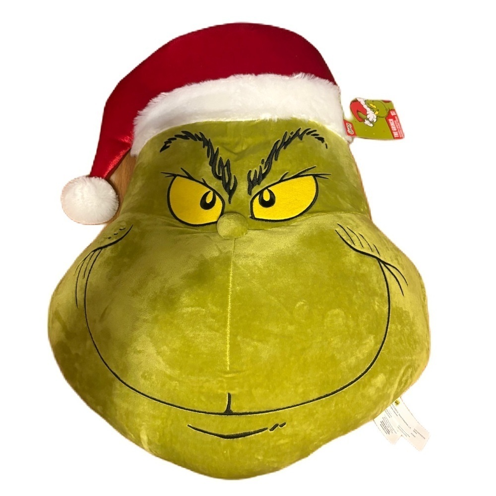 Dr. Seuss Grinch Giant Plush Santa Hat Hanging Decoration NEW Christmas